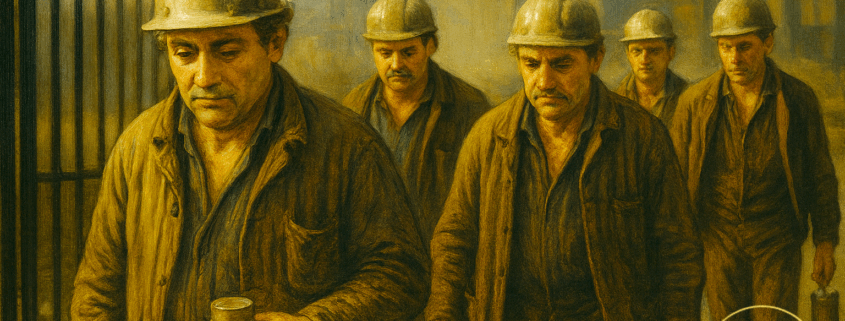 Lothringiosche Arbeiter verlassen die Schicht